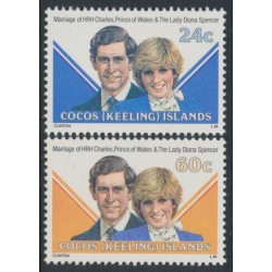 COCOS ISLANDS - 1981 24c & 60c Royal Wedding set of 2, MNH – SG # 70-71